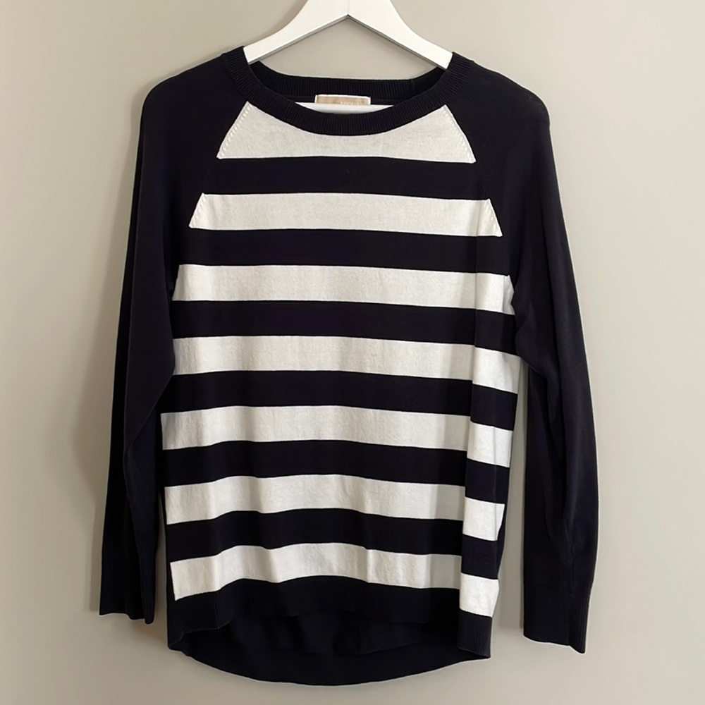 MICHAEL Michael Kors Black and White Striped Knit Sweater